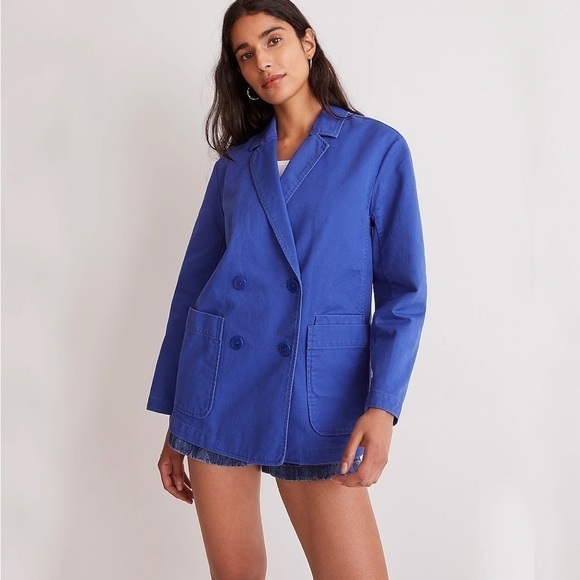 Madewell Crossover Blazer in (Re)generative Chino bluestone - Picture 3 of 5